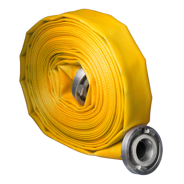 Hose Gamma Yellow, SBR lay flat fire hose including aluminum Storz couplings